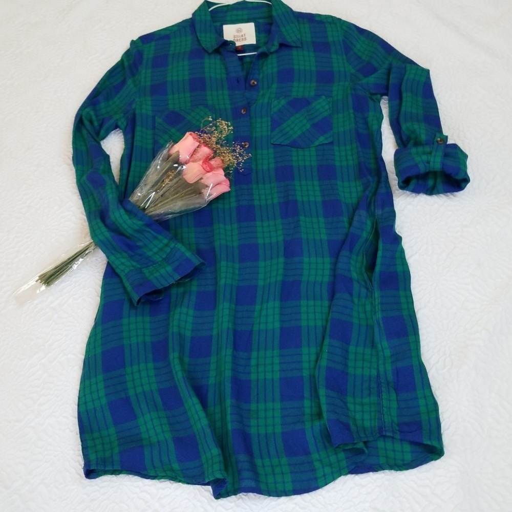 Sonoma Plaid 1/2 button down shirt dress